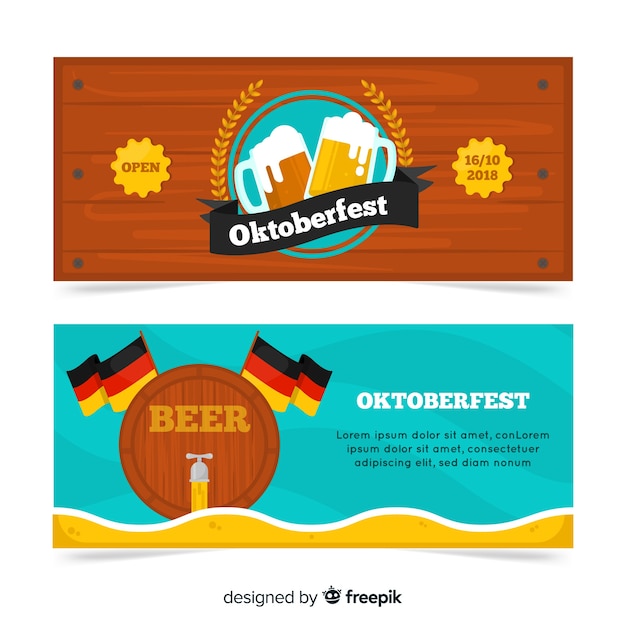 Banners de oktoberfest modernos com design liso