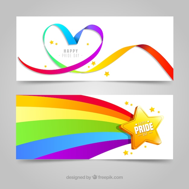 Banners de orgulho lgbt em estilo simples