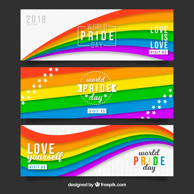 Vetor grátis banners de orgulho lgbt em estilo simples
