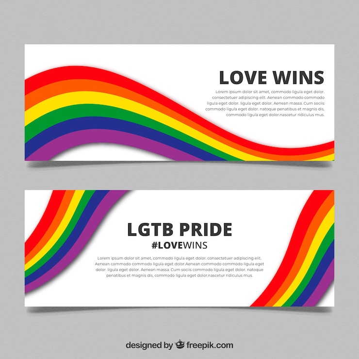 Vetor grátis banners de orgulho lgbt em estilo simples