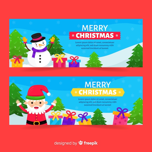 Banners de papai noel e boneco de neve