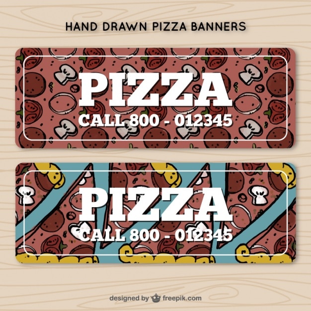 Banners de pizza com número de telefone