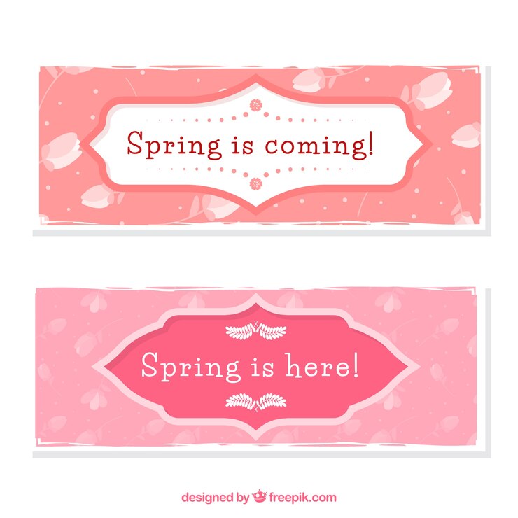 Vetor grátis banners de primavera rosa