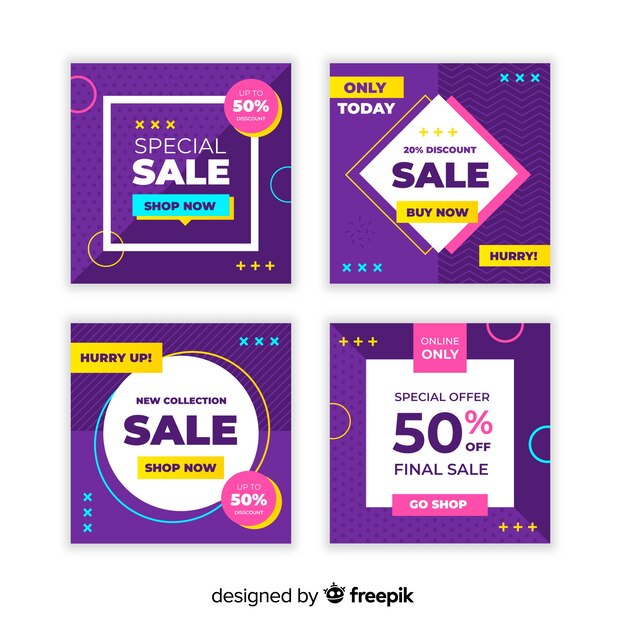 Banners de promoção de venda para mídias sociais