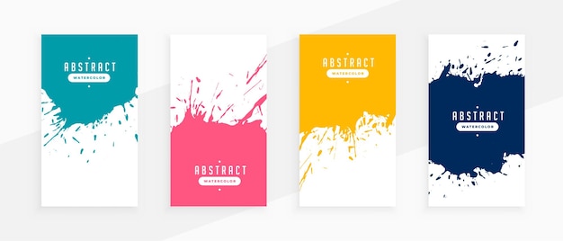 Banners de respingos abstratos em quatro cores