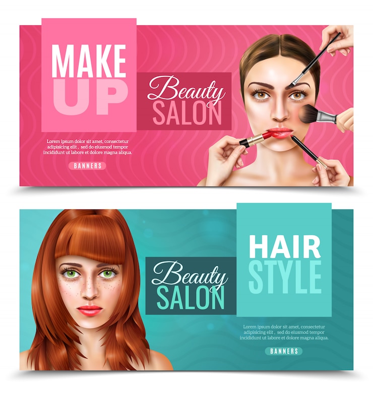 Vetor grátis banners de salão de beleza modelo