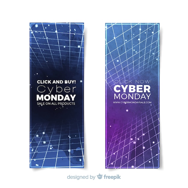 Banners de segunda-feira moderna cyber aquarela