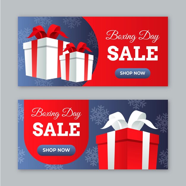 Banners de venda de boxing day design plano