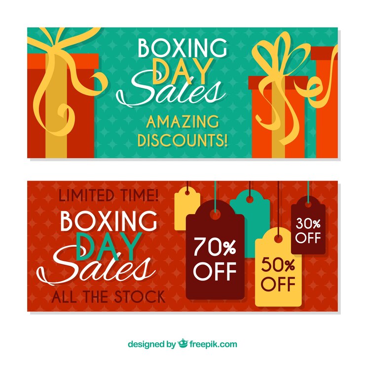 Vetor grátis banners de venda de boxing day