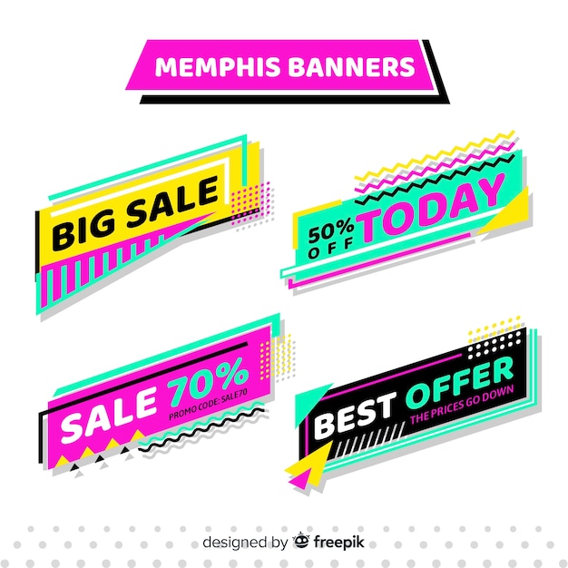 Vetor grátis banners de venda de memphis