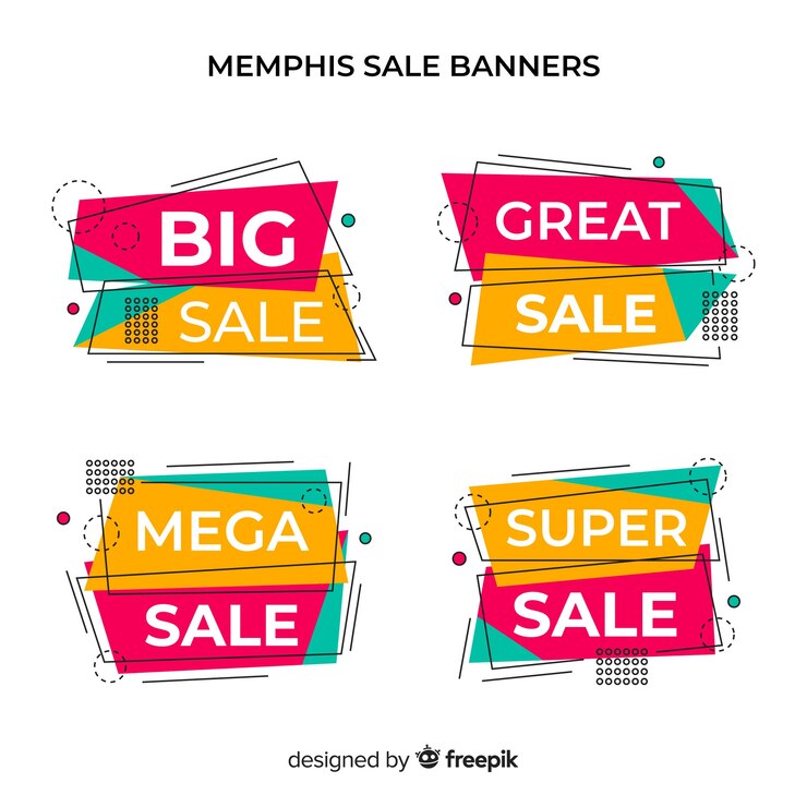 Vetor grátis banners de venda de memphis