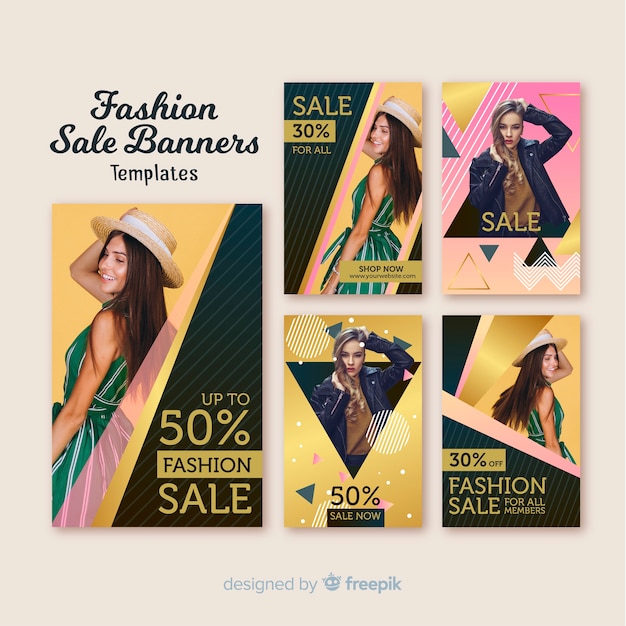 Banners de venda de moda