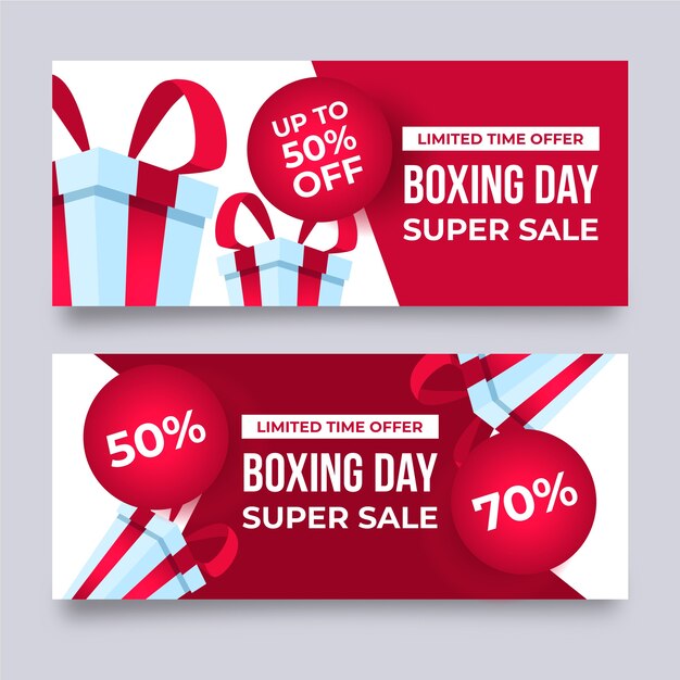 Banners de venda de Natal em design plano