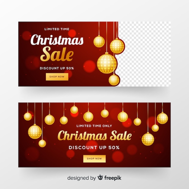 Banners de venda de natal realista