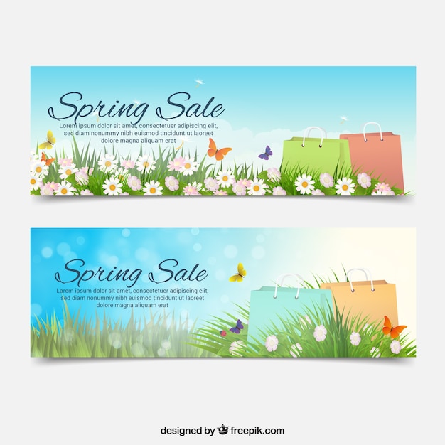 Banners de venda de primavera