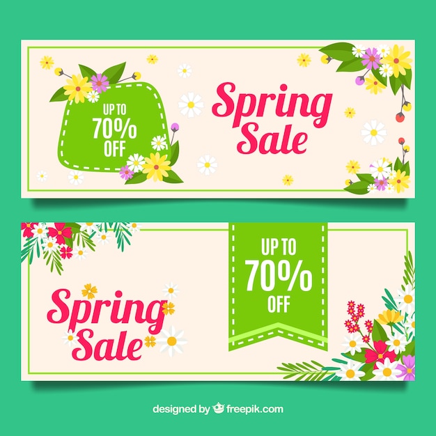 Banners de venda de primavera