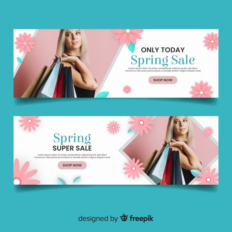 Vetor grátis banners de venda de primavera