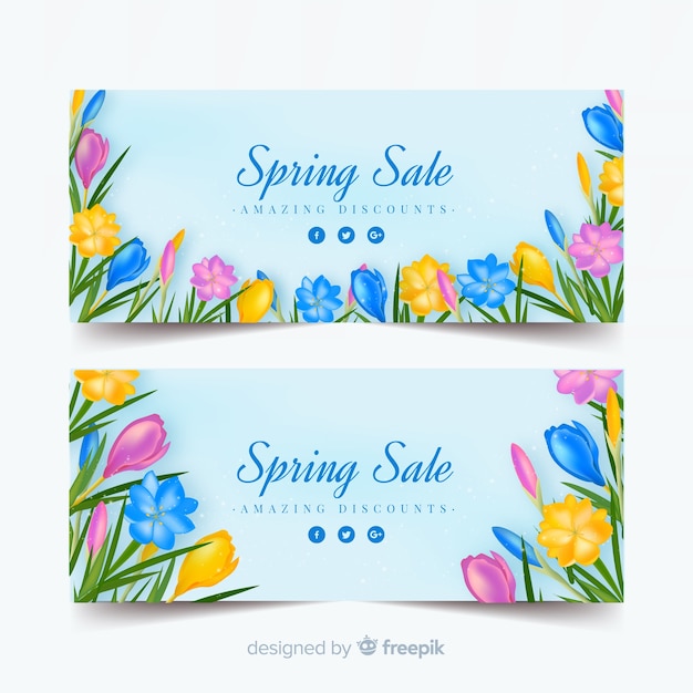 Banners de venda de primavera