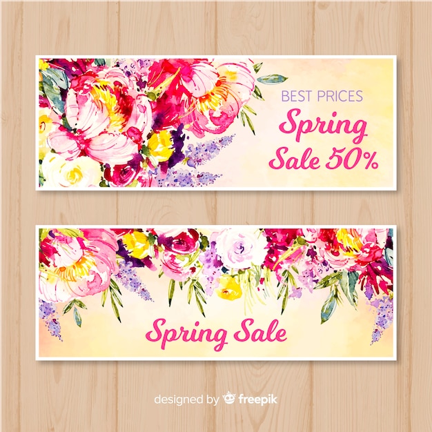 Banners de venda de primavera