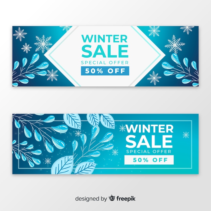 Vetor grátis banners de venda moderna de inverno