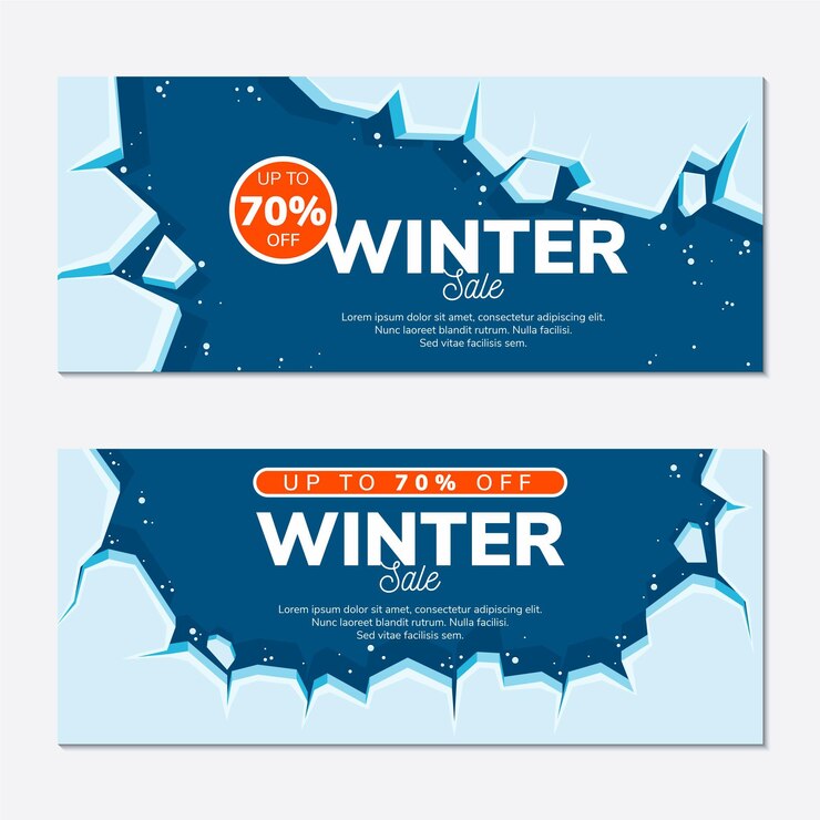 Vetor grátis banners de venda plana de inverno