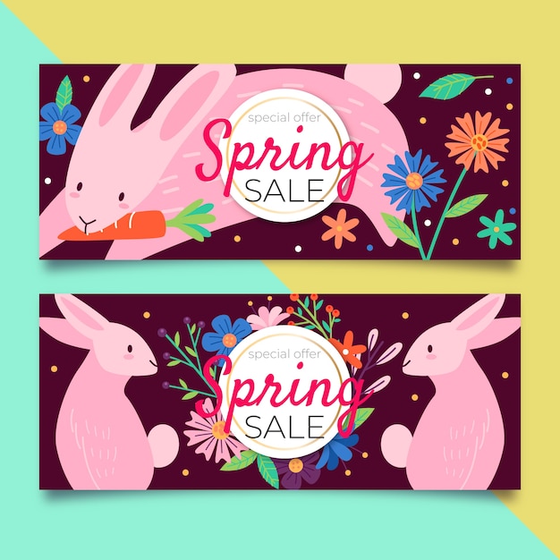 Banners de venda primavera colorida
