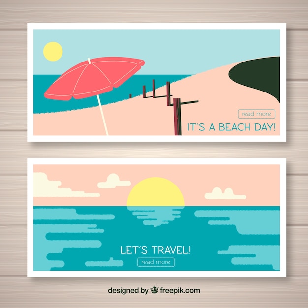 Banners de viagem de verão com design plano