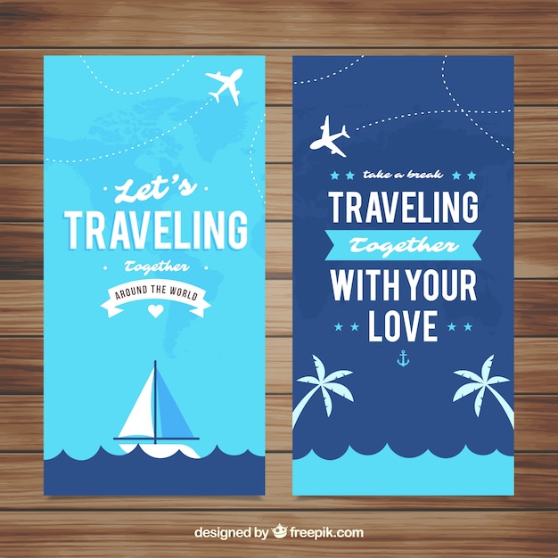 Banners de viagens com design plano