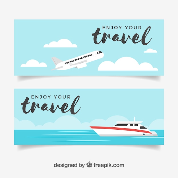 Banners de viagens com design plano