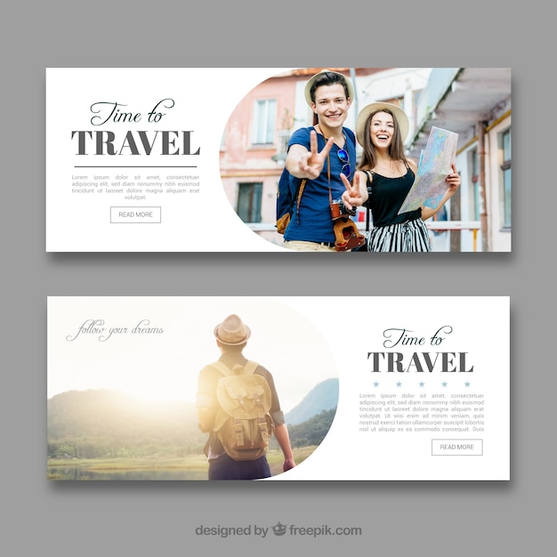 Banners de viagens com fotografia