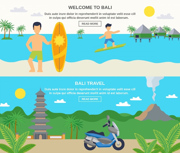 Banners de viagens de bali