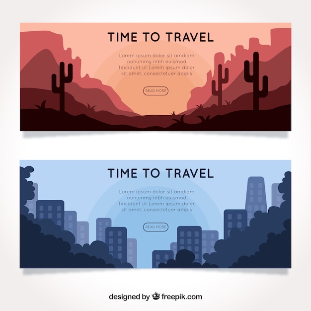 Banners de viagens em estilo simples