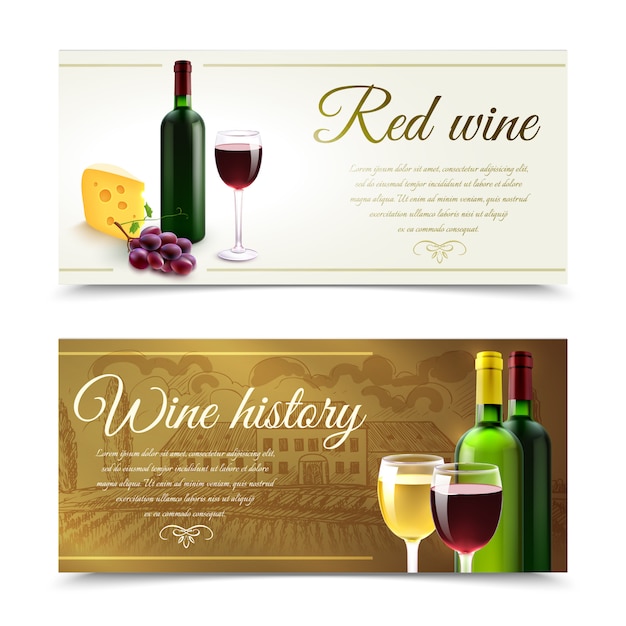 Banners de vinho com queijo