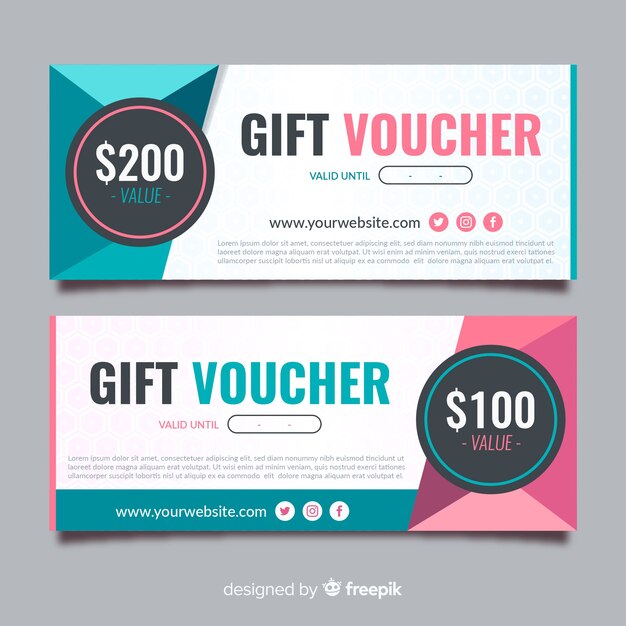 Banners de voucher de presente adorável