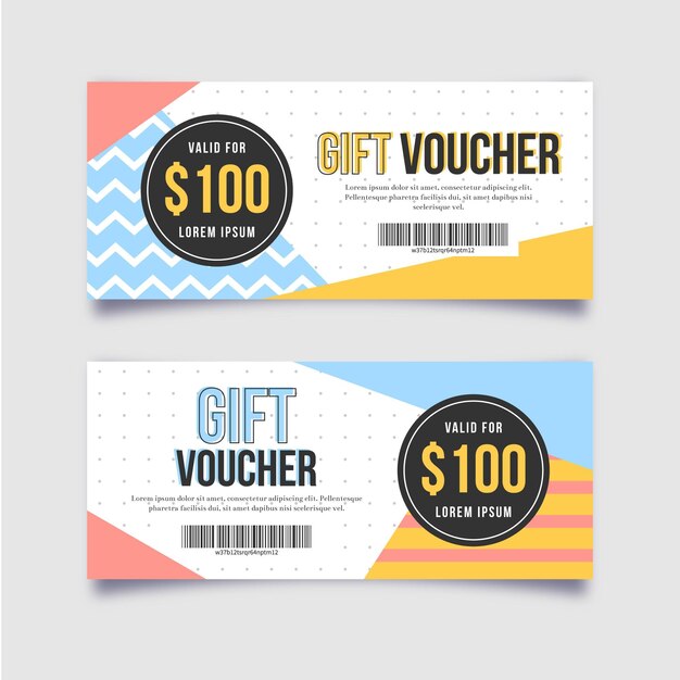 Banners de voucher de presente de design plano