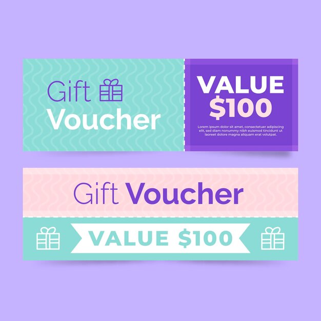 Banners de voucher de presente de design plano