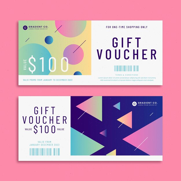 Banners de voucher de presente gradiente