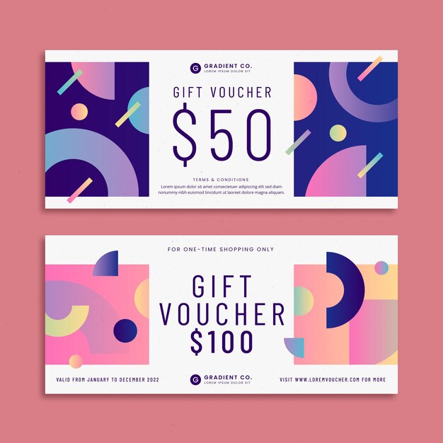 Banners de voucher de presente gradiente