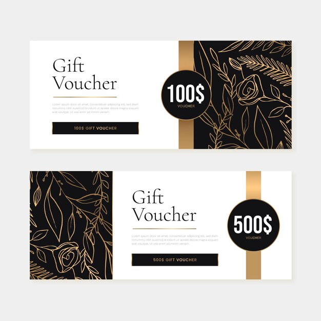 Banners de voucher de presente gradiente