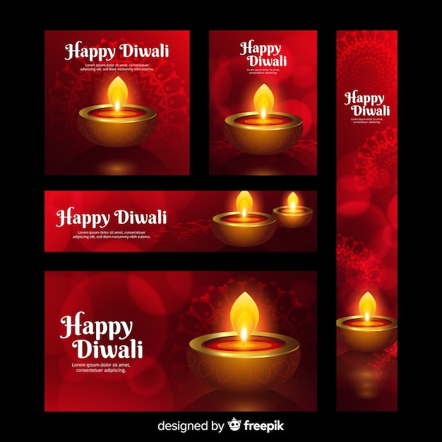 Banners de web realista diwali