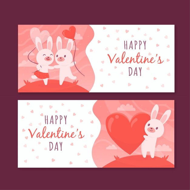 Banners desenhados à mão para o dia dos namorados