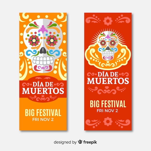 Vetor grátis banners dia de muertos