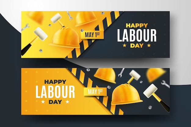 Vetor grátis banners do dia do trabalho realista