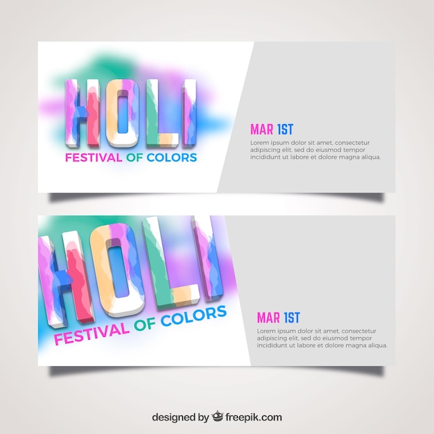 Banners do festival holi realista