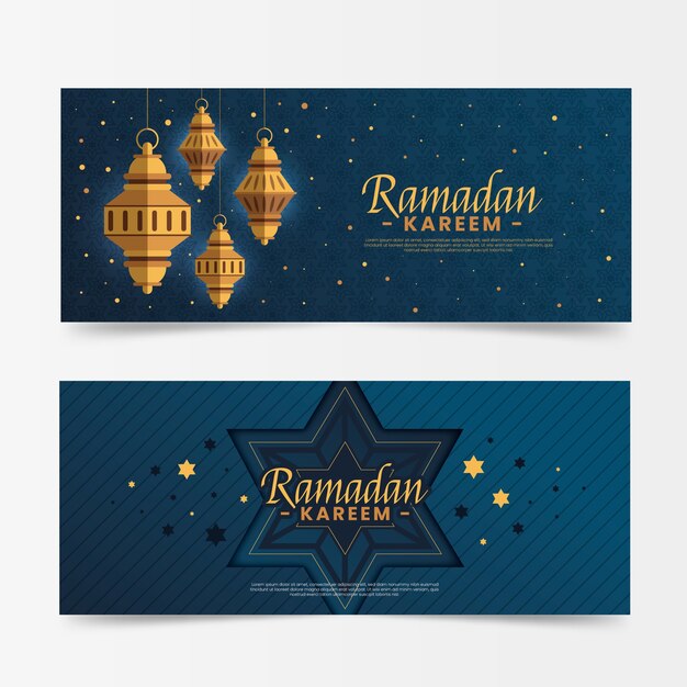 Banners do ramadã design plano