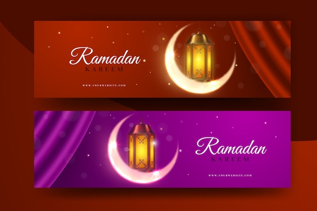 Vetor grátis banners do ramadã realista