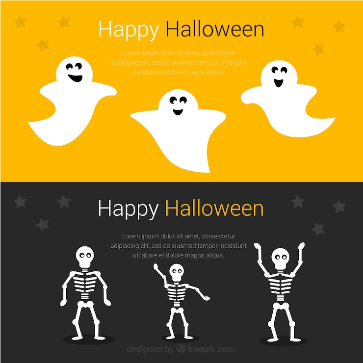 Vetor grátis banners engraçados para um dia das bruxas feliz
