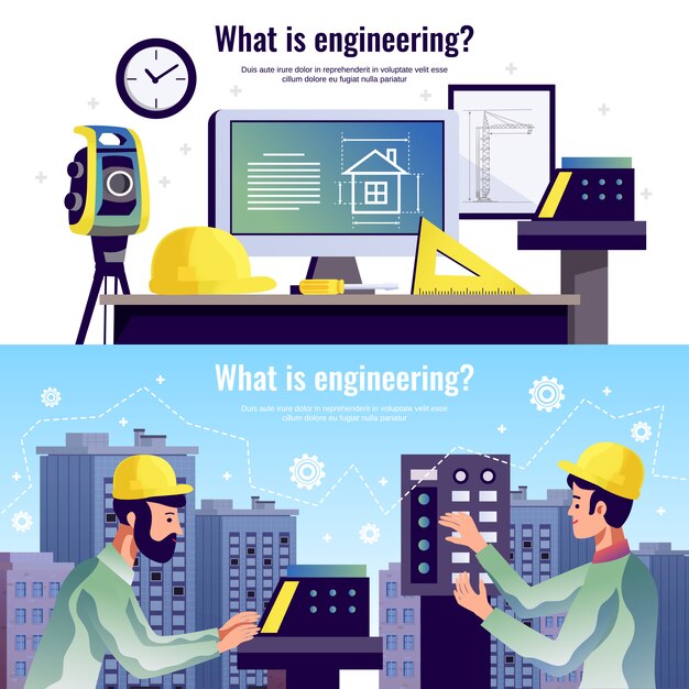 Banners horizontais de engenharia