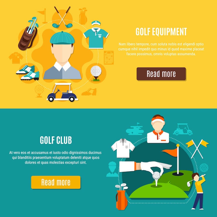 Vetor grátis banners horizontais de golfe