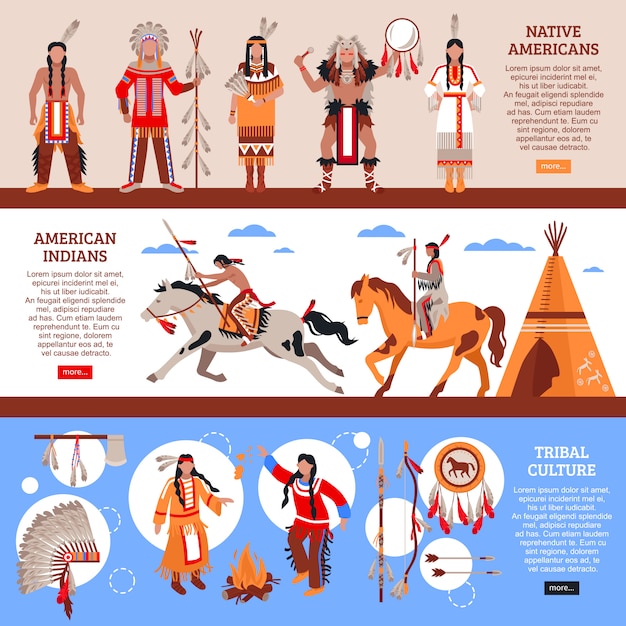 Banners horizontais de nativos americanos